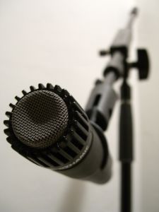 Close-up of a professional microphone