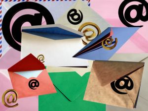 Collage of @ symbols and envelopes