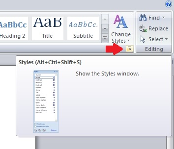 MS Word ribbon Quick Styles