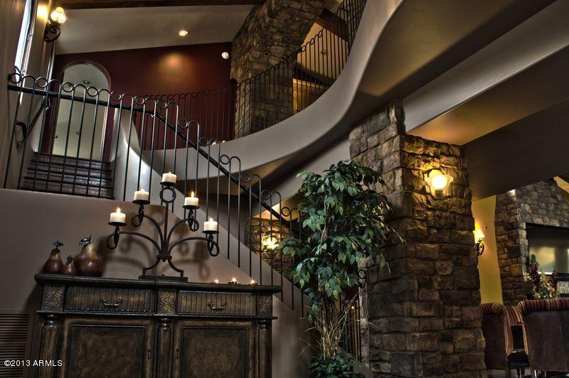 Foyer with wrought iron accents
