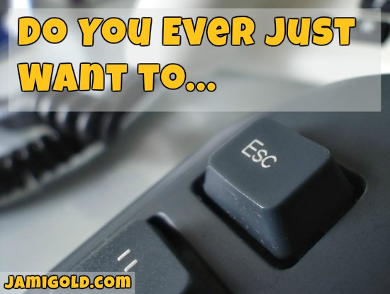 Close up of an ESC key on a keyboard with text: Do You Ever Just Want To...